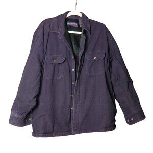 VTG Marino Bay Mens Heavyweight Flannel Shirt Jacket XL Blue Lined Double Layer